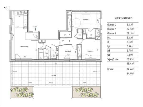 Appartement 4 pièces - 90 m² Bien prestige