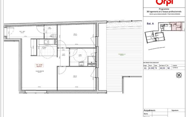 Appartement à vendre    3 pièces • 60,50 m2 Coulommiers