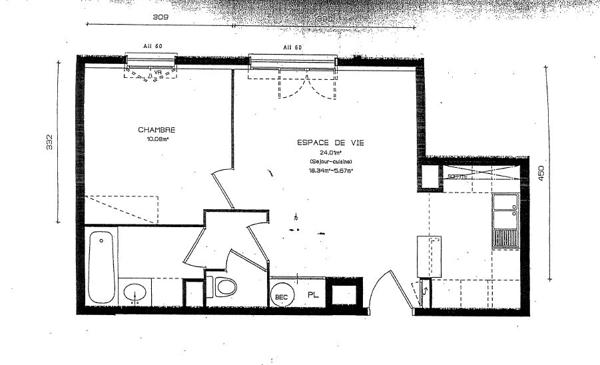 Appartement DEUIL-LA-BARRE- 2 pièces - 40,63 m2