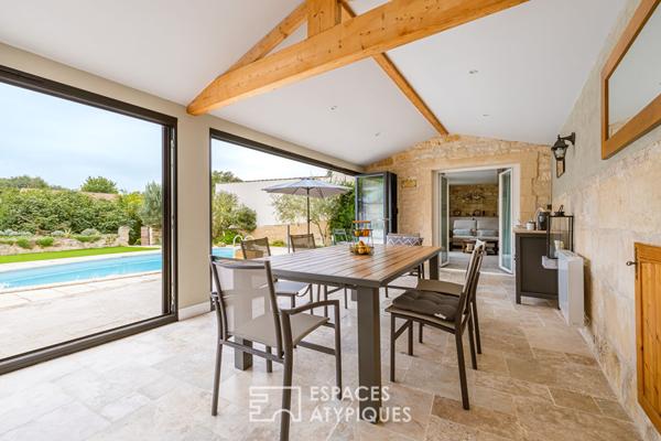 Ancien chai rénové et sa maison charentaise
