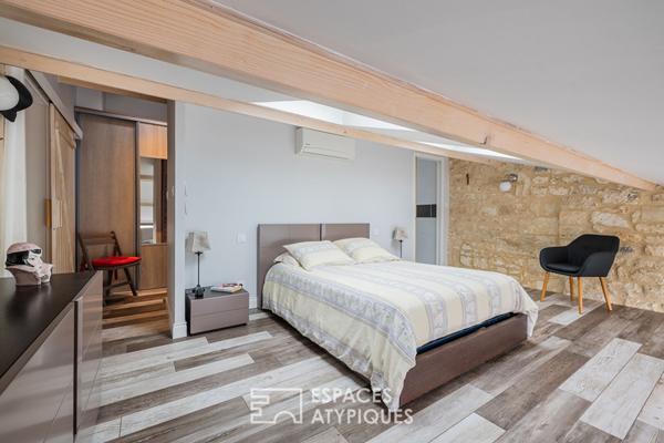 Ancien chai rénové et sa maison charentaise