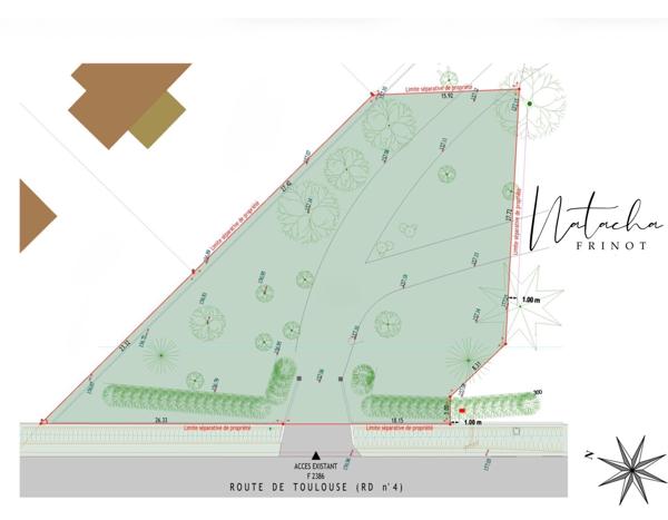 Fronton – Terrain constructible 1150 m²  permis accepté, étude G2 et division possible