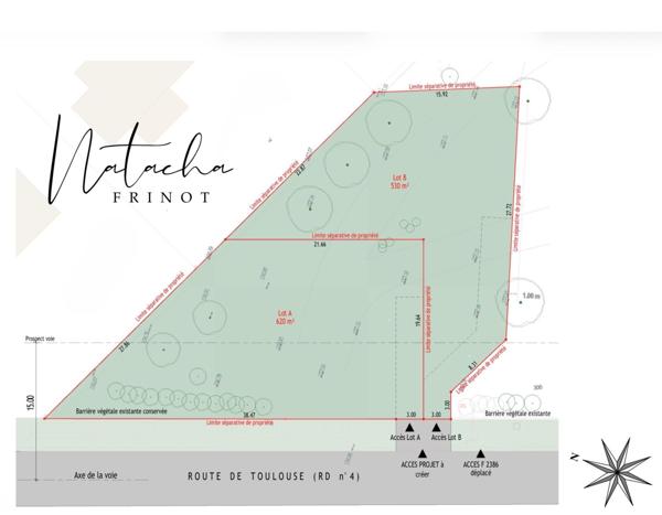 Fronton – Terrain constructible 1150 m²  permis accepté, étude G2 et division possible