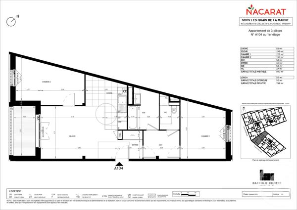 Appartement F3 à vendre  3 pièces - 69,30 m2 CHATEAU THIERRY - 02