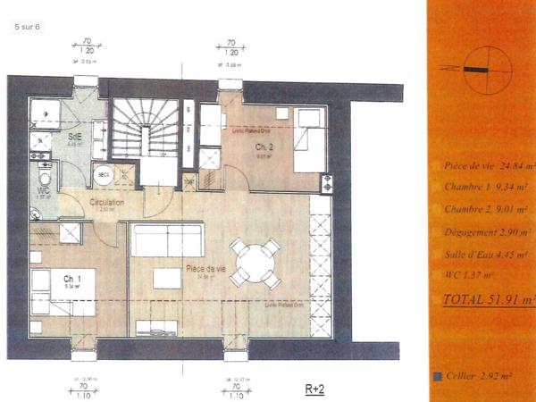 Quartier Chantenay: Appartement T3 récent  au 2 ème et dernier étage  avec cave et jardin commun