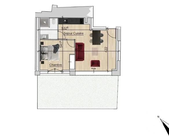 Appartement T2 à vendre  2 pièces - 40,19 m 2   THONON LES BAINS  - 74