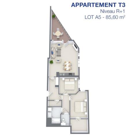 Appartement de standing T3,2ch à Lexy