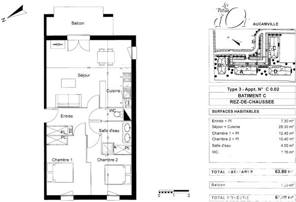 Appartement à vendre 3 pièces 63 m² Aucamville