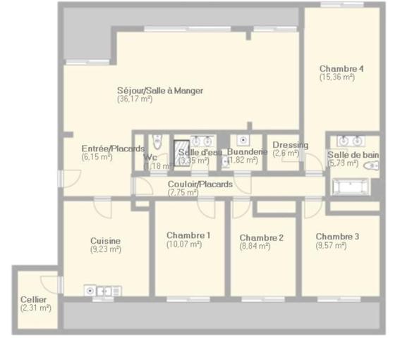 Bailly (78870) 120 m² 4 CHAMBRES HARMONIE OUEST DERNIER ÉTAGE