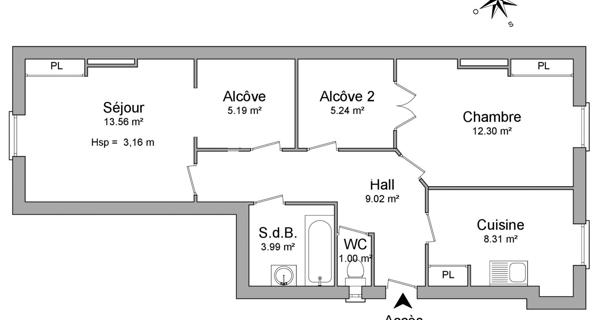 Location Appartement 2 pièces 58.61 m² - Villeurbanne 69100