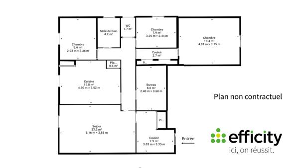 Appartement 5 pièces - 103 m² Exclusivité efficity