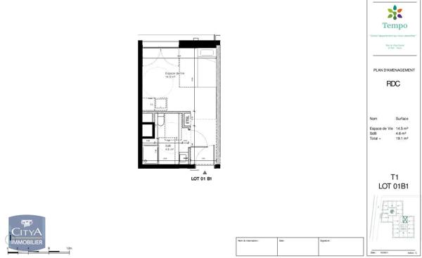 Appartement à louer 1 pièce 19.1m² Tours (37100)