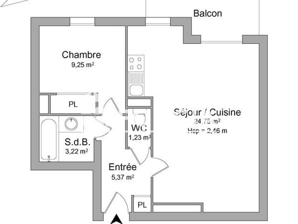 Location Appartement 2 pièces 43.48 m² - 16 RUE DU MERLANDOU Bergerac 24100