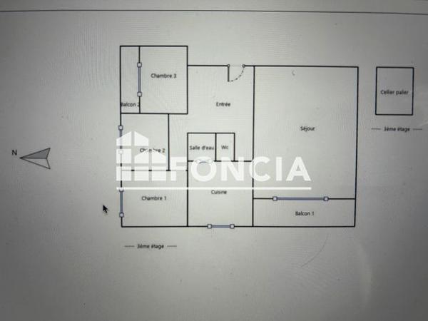 Location Appartement 4 pièces 79.7 m² - 18 RUE SAINT MATHIEU Meyzieu 69330