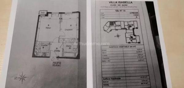 Location Appartement 2 pièces 42 m2 à Villiers-sur-Marne