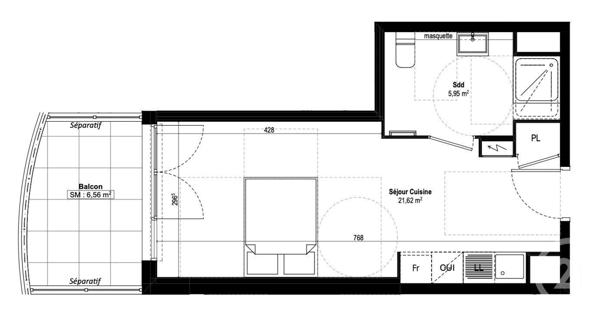 Appartement Studio à vendre  1 pièce - 27,57 m2 ANTIBES - 06