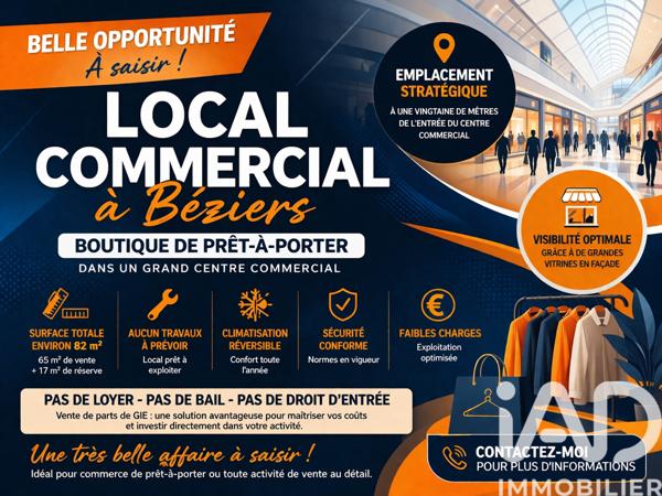 Murs commerciaux  à vendre 85 m² Béziers