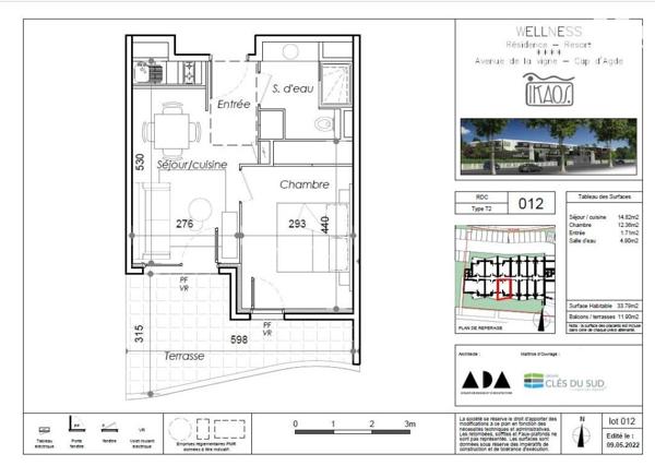 APPARTEMENT T2 avec terrasse 11.90m en RDC