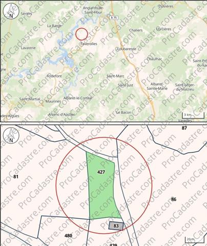 Terrain constructible 1669 m² Val D'Arcomie (15320)