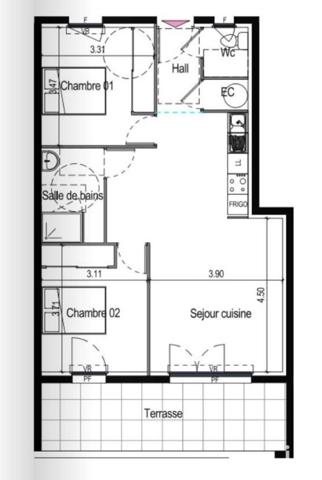 Appartement 3 pièces de 64 m² à Elne (66200)