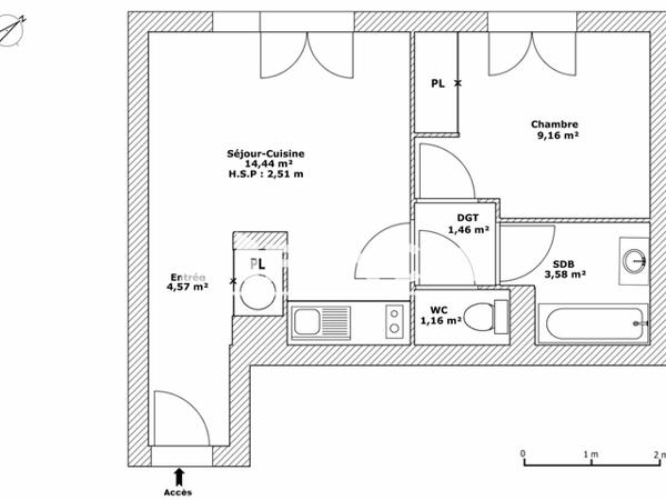 Location Appartement 2 pièces 34.37 m² - 25 RUE AUSONE Bruges 33520