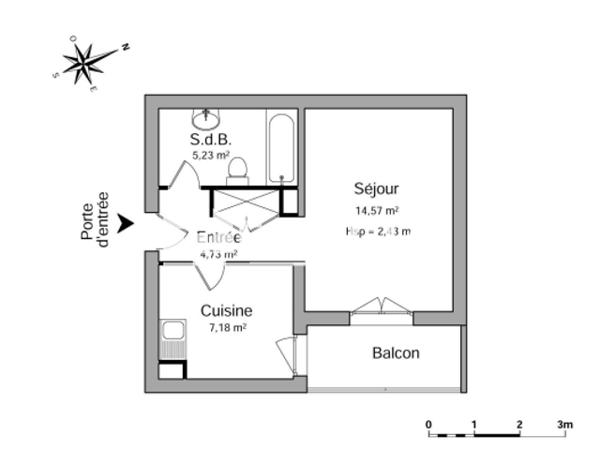 Location Studio 31.71 m² - 26 RUE DE RIMBACH Strasbourg 67100