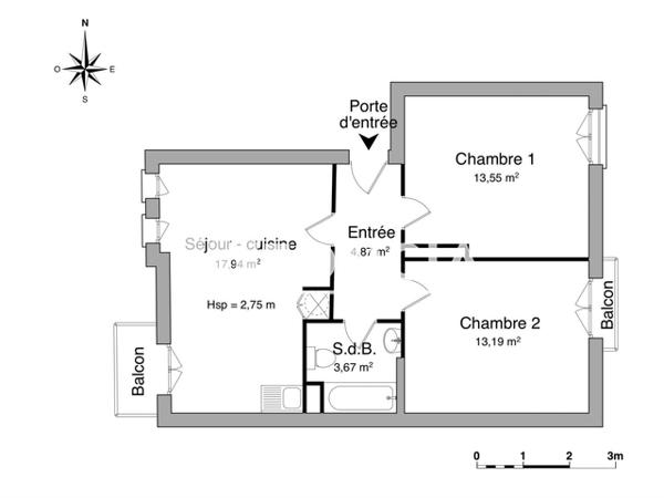 Location Appartement 2 pièces 53.22 m² - 7 RUE DU GRAOUILLY Metz 57000