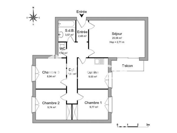 Location Appartement 4 pièces 72.4 m² - 38 RUE ALPHONSE DAUDET Valence 26000