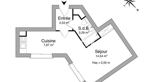Location Studio 28.03 m² - Annemasse 74100