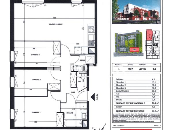 Location Appartement 4 pièces 79.3 m² - A206 Lens 62300