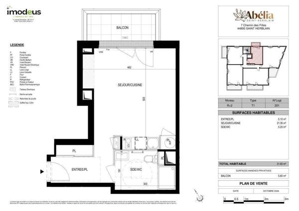 Appartement 1 pièce                                        - 44800 Saint-Herblain Réf : 11590