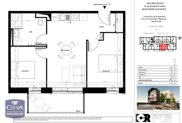Appartement à vendre 3 pièces 50m² Poitiers (86000)