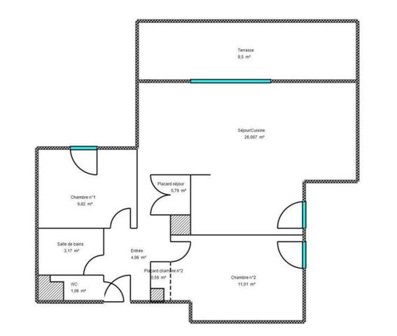 Appartement 3 pièces 57.49 m2