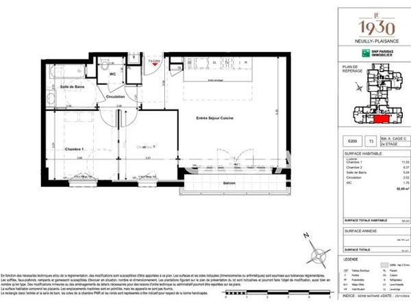Location Appartement 3 pièces 62.7 m² - 9 RUE RAYMOND LOUVIOT Neuilly-plaisance 93360