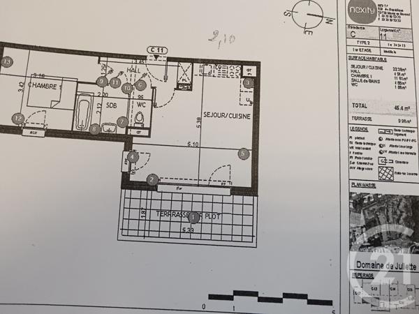 Appartement F2 à vendre  2 pièces - 45,94 m2 WAMBRECHIES - 59