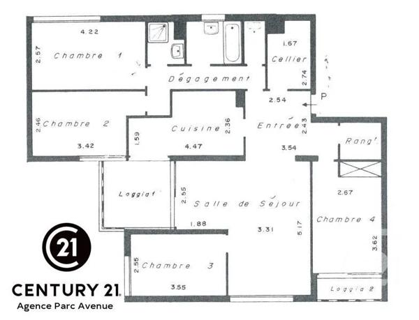 Appartement F4 à vendre  4 pièces - 97,33 m 2   LAGNY SUR MARNE  - 77
