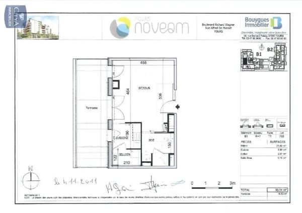 Appartement à louer 1 pièce 34.88m² Tours (37000)