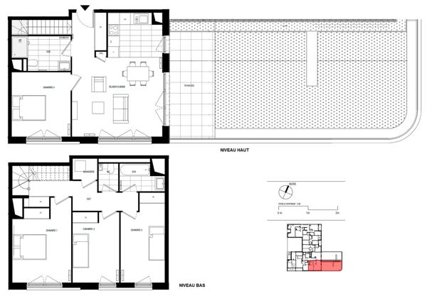 appartement T5 DUPLEX neuf à vendre PARIS 18e, surface habitable 102.50 m2 + terrasse 82.10 m2.