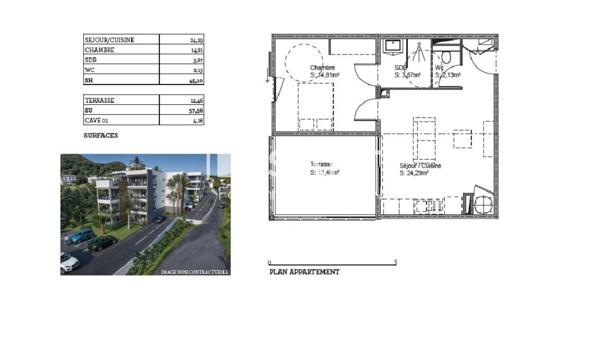 Appartement neuf T2 , accés PMR résidence sécurisée