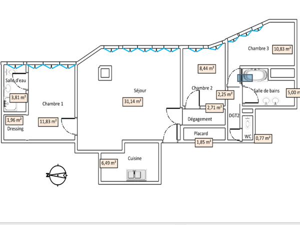 Appartement 4 pièces - 87 m² Exclusivité efficity
