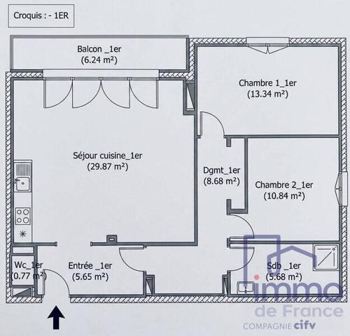 Appartement 3 pièces                                        - 43000 Le Puy-en-Velay Réf : 2663-CIFVFOREZVELAY