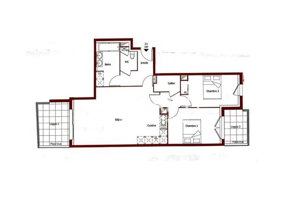 Appartement T3 de 73 m² avec terrasse, balcon et 2 parkings – Résidence au calme proche tram.