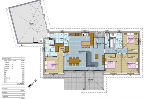 Maison neuve, Serres-Castet, 4 chambres, 615m² jardin, SERRES CASTET (64)