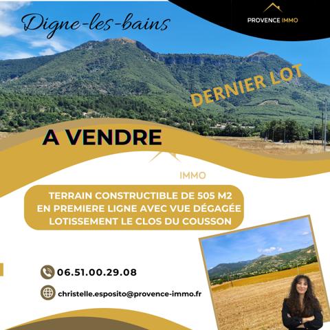Digne-les-Bains (04000) EXCLUSIVITE ! DERNIÈRE OPPORTUNITÉ – Terrain prêt à bâtir au Clos du Cousson à Digne-les-Bains