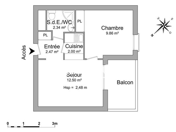 Location Appartement 2 pièces 29.2 m² - 11 RUE GENERAL MANGIN Grenoble 38100