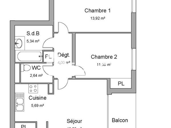 Location Appartement 3 pièces 65.02 m² - BATIMENT C Tours 37100
