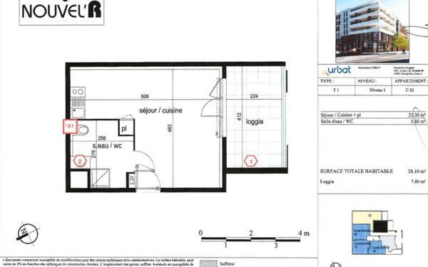 Appartement à louer    1 pièce • 28,10 m2 Montpellier