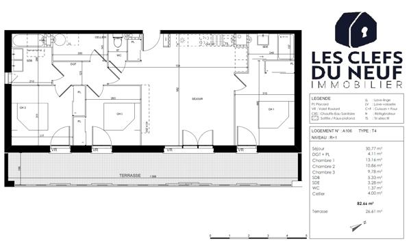Appartement 4 pièces de 83m² + 27m² de terrasse + 2 parking ! L'UNION