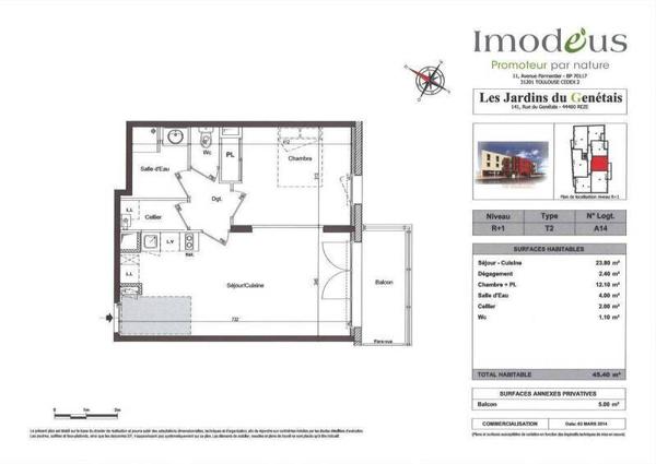 Appartement 2 pièces - 44400 Rezé