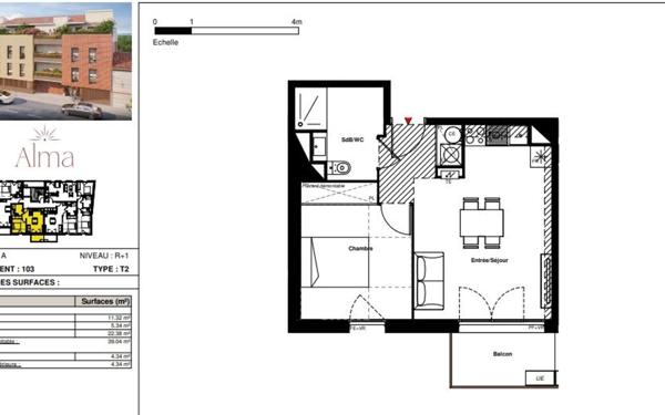 Appartement à vendre    2 pièces • 39,04 m2 Labarthe-sur-Lèze